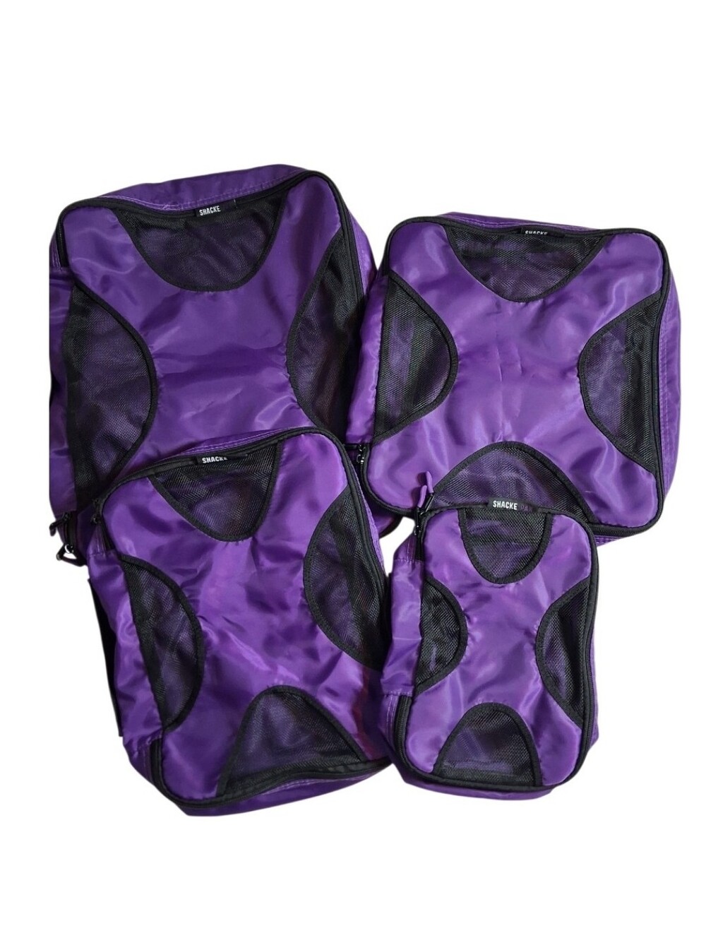 Shacke Pak 4 PC Set Packing Cubes Purple Travel Clothes Organizer Luggage
